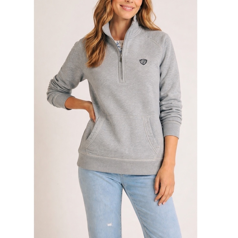 2012 American Eagle Outfitters Gray Long Sleeve Quarter Zip Pullover Sweatshirt